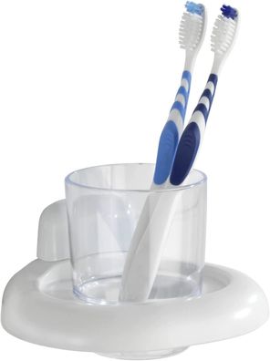 WENKO Zahnputzbecherhalter Pure - Zahnbürstenhalter für Zahnbürste und Zahnpasta