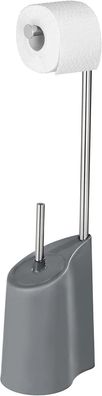 WENKO Stand WC-Garnitur Harbor Grau Edelstahl Polypropylen 22 x 71 x 15 cm Grau