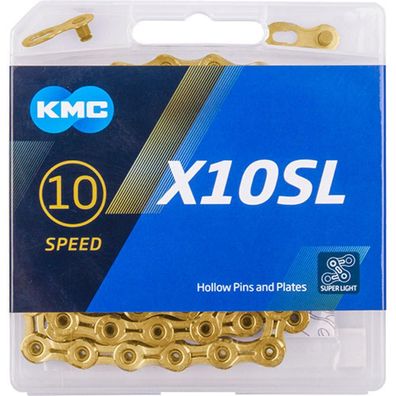 KMC Fahrrad Schaltungskette X10SL Gold 1/2" x 11/128" 114 Glieder 5,88mm 10-fach