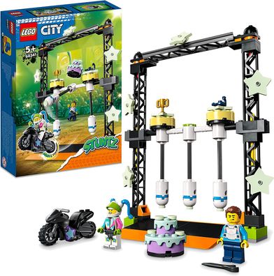 LEGO 60341 City Stuntz Umstoß-Challenge Set, inkl. Motorrad und Stunt Racer Minifi...