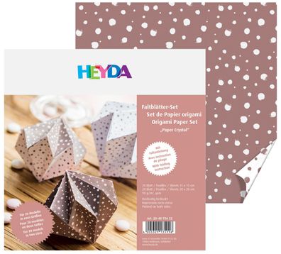 HEYDA Origami Faltblätter "Crystal" weiß roségold 90 g/ qm 40 Blatt