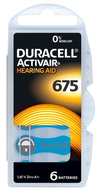 Duracell ActivAir 675 - Zink-Luft Hörgeräte Knopfzelle - 6er Pack