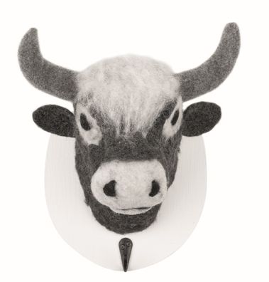 Kleiderhaken Kuh, Höhe 19cm, Handarbeit, Filz und Holz, von Baden