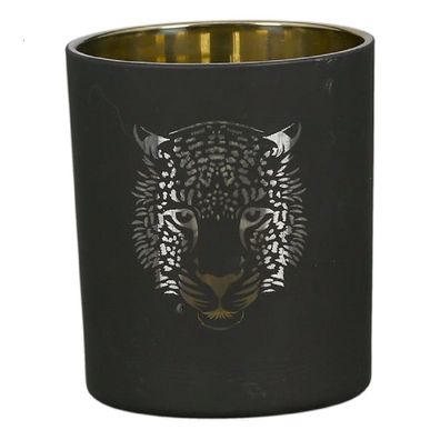 Windlicht "Tiger", schwarz / gold, Glas, H10cm, von Gilde