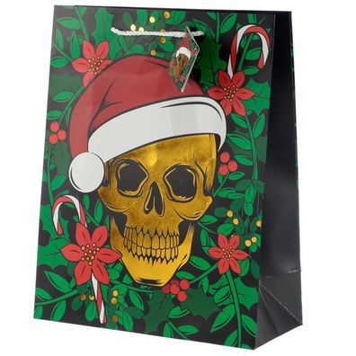 Weihnachten Totenkopf metallische Geschenktasche - Groß (pro Stück)