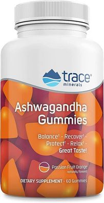 Trace Minerals Research, Ashwagandha Gummies, Passion Fruit Orange flavor, 60 ...