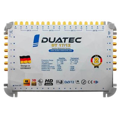 Duatec Multischalter 16/12 Switch FULL HD 3D 4K UHD 12 Teilnehmer SAT Verteiler