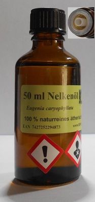 50 ml Nelkenöl (Eugenia caryophyllata),100% naturreines ätherisches Öl