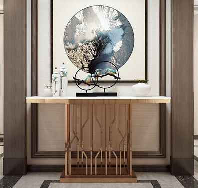 Modern Luxus Konsolentisch Konsol Tische Holz Metall Design Gold Beistelltisch