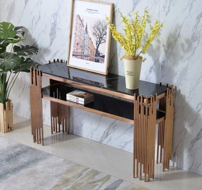 Designer Konsolentisch Holz Tisch Konsole Luxus Konsolentische Gold-Schwarz Neu
