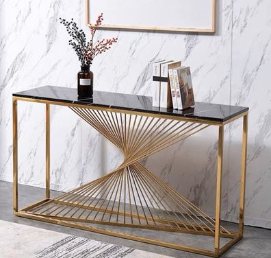 Designer Luxus Konsole Tisch Konsolen Tische Holz Metall Design Gold Klassischer