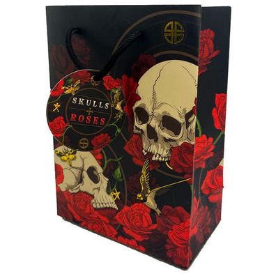 Skulls & Roses Totenkopf rote Rosen Geschenktasche - Mittelgroß (pro Stück)