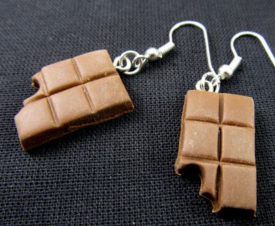 Schokolade mit Biss Ohrringe Miniblings Hänger Schokoladentafel Schoki