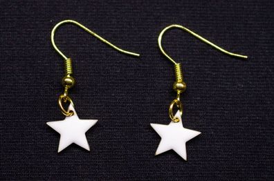 Stern Ohrringe Miniblings Hänger Sterne Weihnachten Star Emaille gold klein weiß