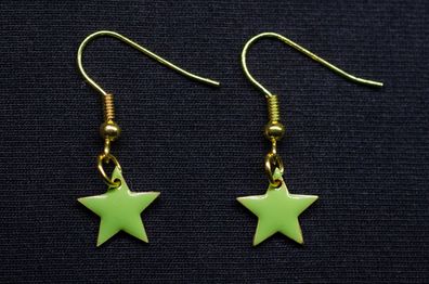Stern Ohrringe Miniblings Hänger Sterne Weihnachten Star Emaille gold klein grün
