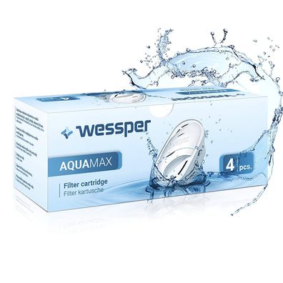 Wessper 4er Pack Aquamax Wasserfilter Kartuschen komp. mit BRITA Maxtra, AmazonBas...