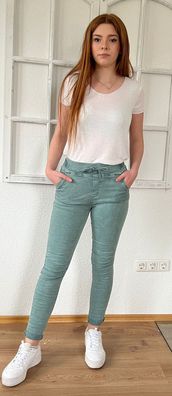 Melly & Co Hose Jogger Jeans Jogpant 8139-61 Denim Stretch Salbei Gr. M - XL