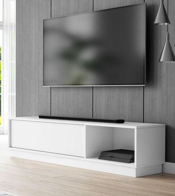 TV-Lowboard Flat TV Fernseher Unterschrank in weiß Board Stream 140 x 36 cm