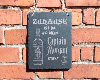 Schiefertafel "Zuhause ist da wo mein Captain Morgan steht" #0096 Rum