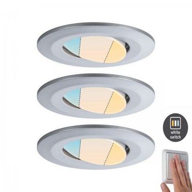 Paulmann 93095 HomeSpa LED Einbauleuchte Calla 3er-Set WhiteSwitch IP65 Chrom matt