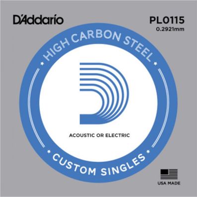 D'Addario PL0115 - plain steel Einzelsaite .0115 für E-Gitarre / Westerngitarre