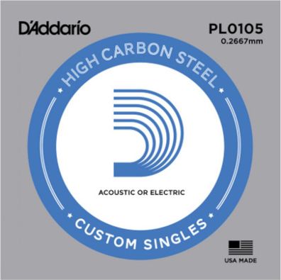 D'Addario PL0105 - plain steel Einzelsaite .0105 für E-Gitarre / Westerngitarre