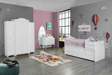 Kinderzimmer Kinderbett Möbel Komplett Set Kommode Schrank 4tlg. Neu