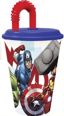 Avengers Marvel Plastikbecher mit Strohhalm für Kinder