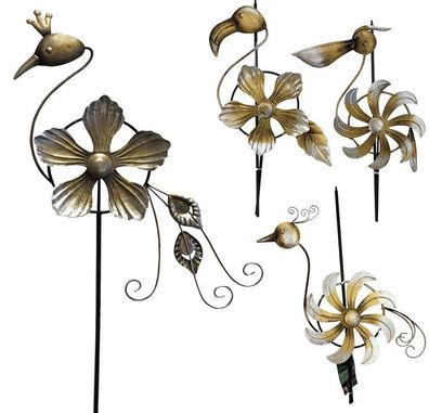 Livinja Gartenstecker Metall H= 90 cm mit Windrad Bronzefarben