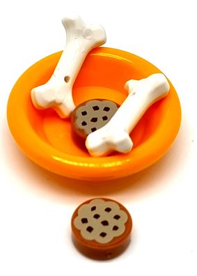 LEGO Minifigures Food und Zubehör - Hunde Fressnapf mit Knochen und Hundekuchen