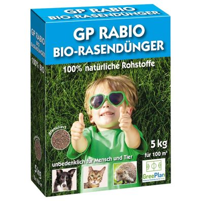 Greenplan Rabio Bio-Rasendünger 5 kg Naturdünger Biorasendünger Langzeit