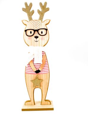 Rentier mit Schal und Brille, Höhe 45cm, von Gilde (unterschiedliche Farben)