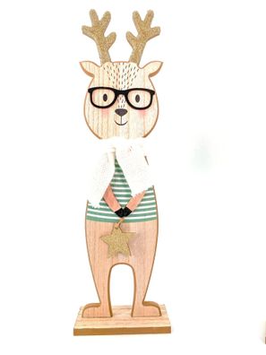 Rentier mit Schal und Brille, Höhe 45cm, von Gilde (unterschiedliche Farben)