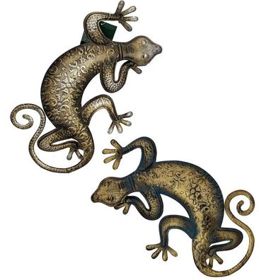 Livinja 3D Wanddeko Metall Motiv Gecko 35 cm x 20 cm Bronzefarben