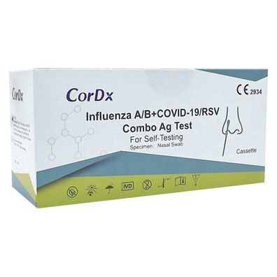 CorDx Influenza A/ B + Covid-19 + RSV Combo Ag Test 5x