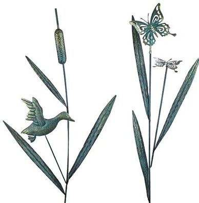 Livinja Gartenstecker Metall blau H= 104 cm B= ca. 44 cm Schmetterling / Ente