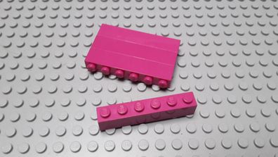 Lego 4 Basic Steine 1x6 hoch Magenta Nummer 3009