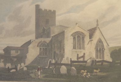 Kolorierter Stich um 1850 Woodburn Church /5714