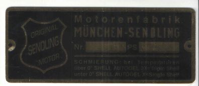 Typenschild Sendling Motorenfabrik München Messing, Blanko, Landtechnik