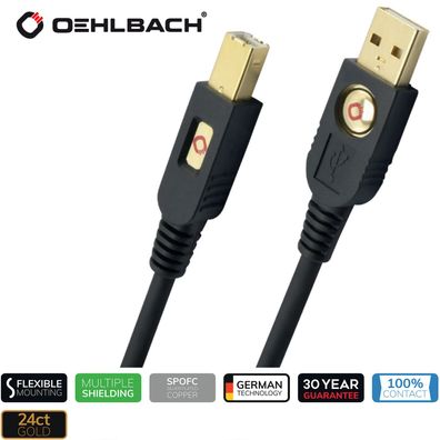 Oehlbach USB Evolution B - USB-Kabel 2.0 USB-A auf USB-B - Drucker DAC - 10m NEU