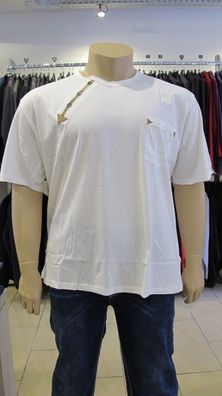 HappySize Herren T-Shirt mit Brusttasche Super Qualität asymetrische Knopfleiste