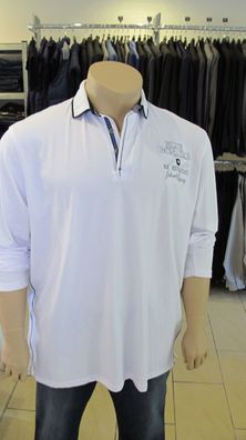 Herren Polo-Shirt Longsleev Langarm Pullover Weiß - Happy Size Neu & OVP.