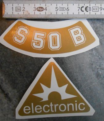 Simson S50B, electronic, Aufkleber, Mattgold transparenter Hintergrund