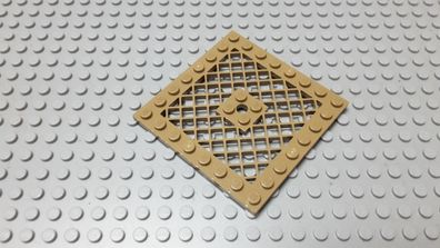 Lego 1 Gitter Platte 8x8 mit Loch Dunkeltan Nummer 4151b