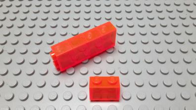 Lego 5 Basic Steine 1x2 Transparent Neonorange Nummer 3065
