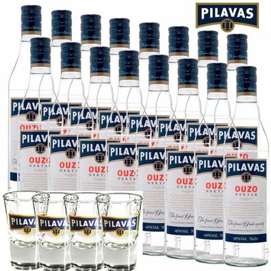 Ouzo Pilavas Nektar 16x 700ml/40% gratis 4 original Pilavas Stamper