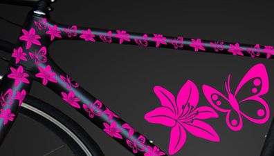 12-teiliges Fahrrad Hibiscus Aufkleber Hibiskus Blumen Schmetterlinge BikeCyryx