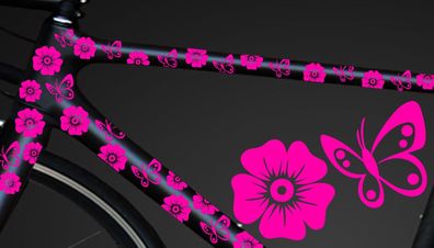 12-teiliges Fahrrad Hibiscus Aufkleber Hibiskus Blumen Schmetterlinge BikeCyrclx