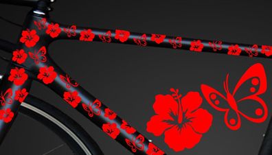 12-teiliges Fahrrad Hibiscus Aufkleber Hibiskus Blumen Schmetterlinge Bike Cyrcl