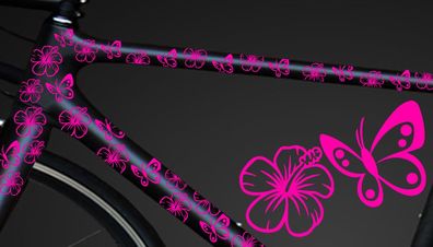 12-teiliges Fahrrad Hibiscus Aufkleber Hibiskus Blumen Schmetterlinge BikeCyry